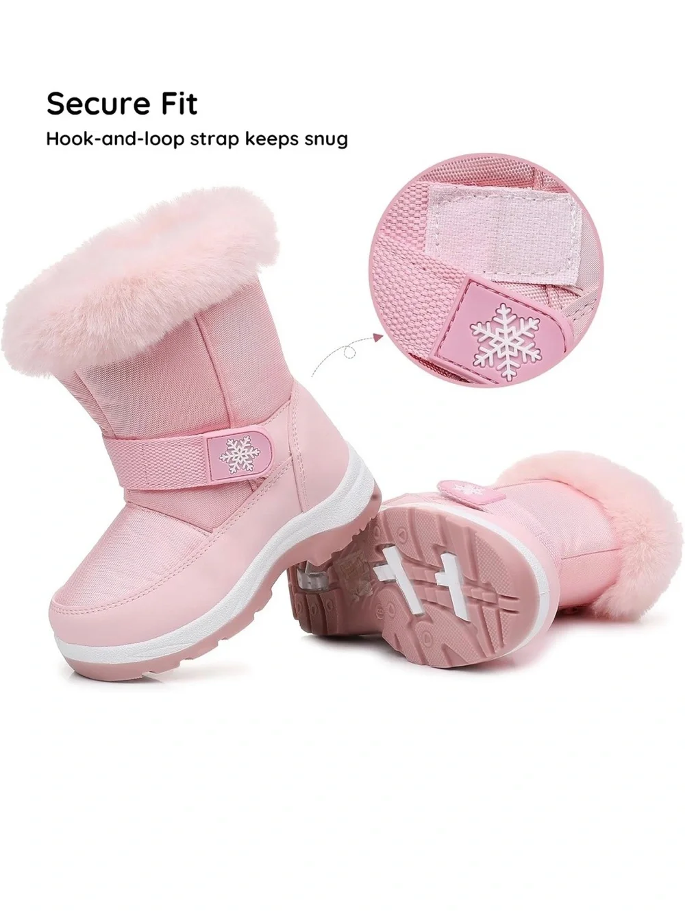 Kids Pink Faux Fur Winter Boots - Cozy Snow Boots for Girls